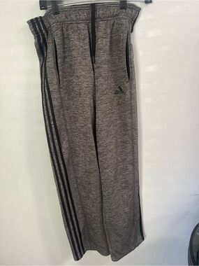adidas Kids Gray Heather Joggers with Black Stripes